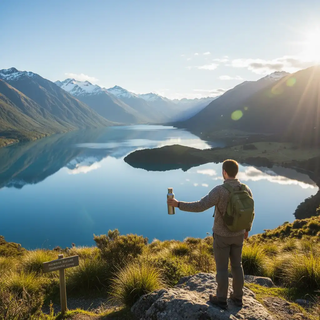 Sustainable travel in New Zealand with a reusable water bottle