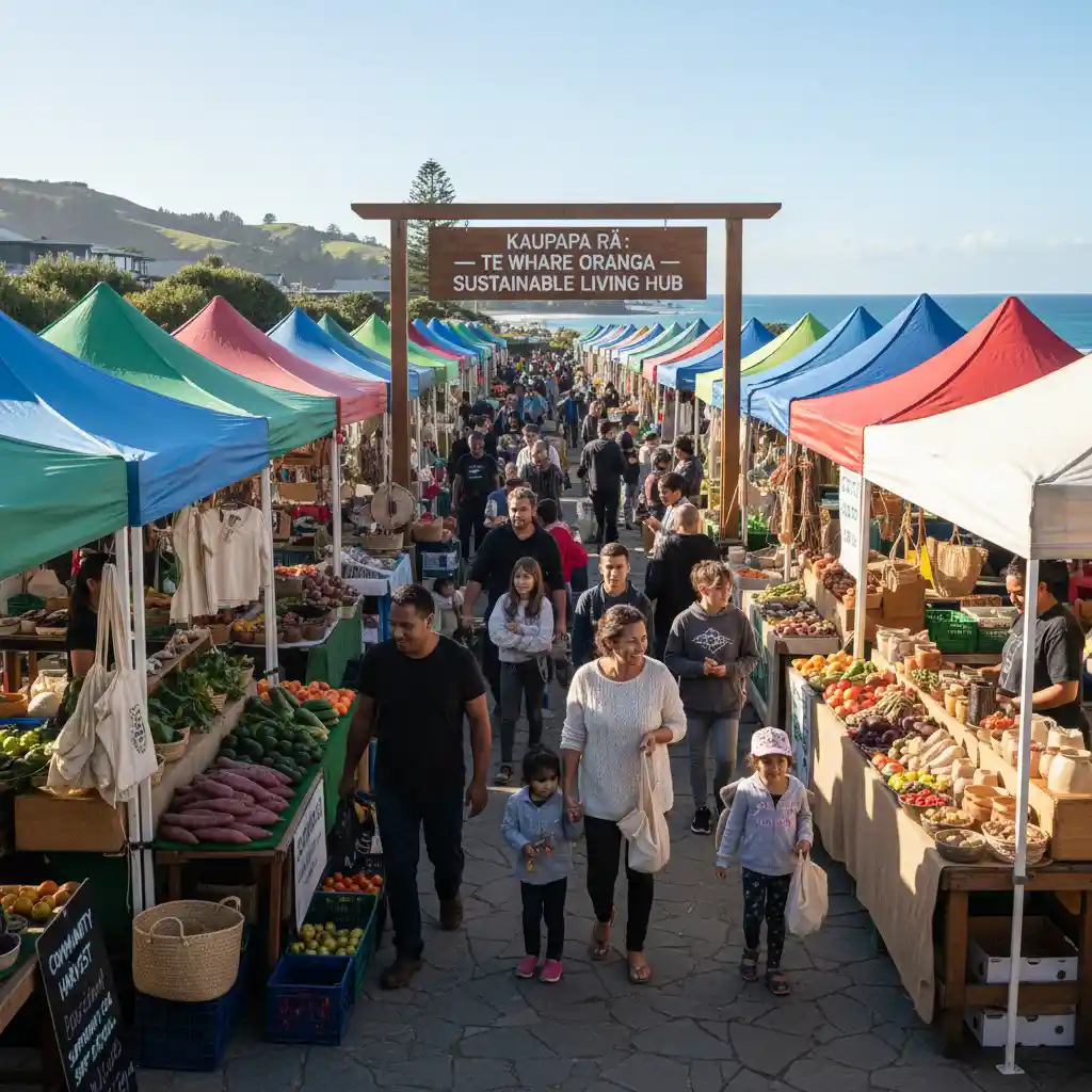 Local market in New Zealand supporting sustainable tourism