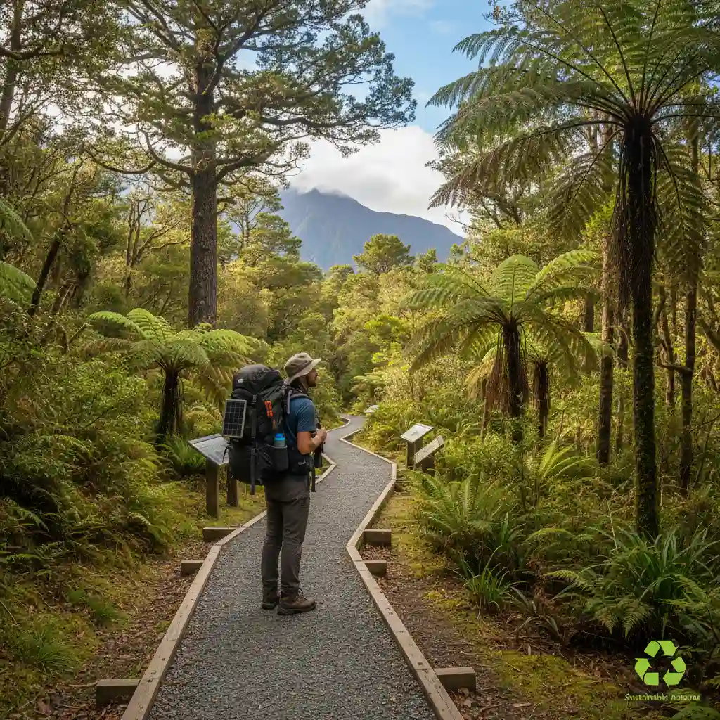 Responsible hiking in New Zealand's native forest for eco-travel