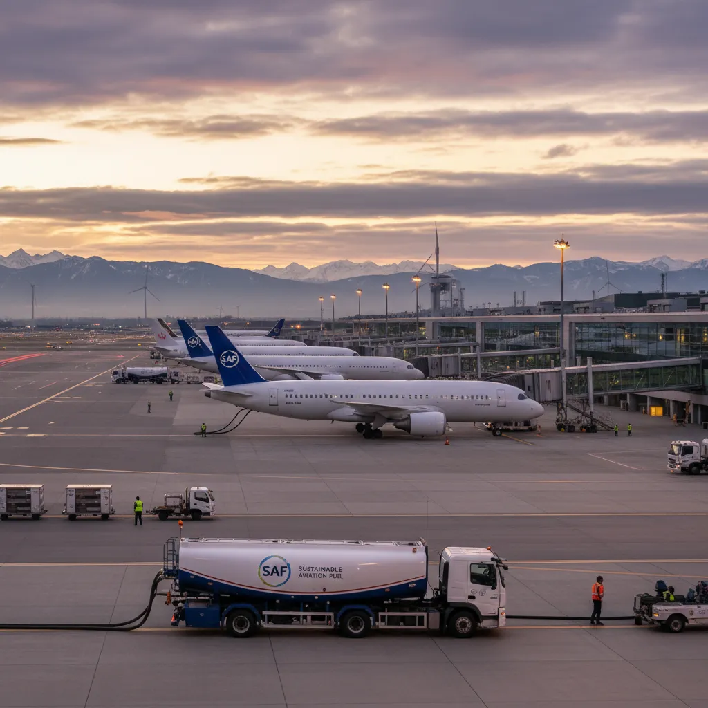 Sustainable aviation fuel integration at a busy airport