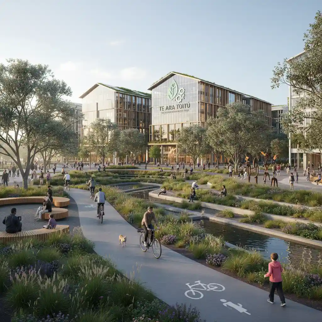 Green infrastructure and urban park in a sustainable New Zealand city