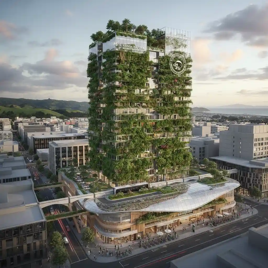 Sustainable high-rise urban development with green walls in New Zealand
