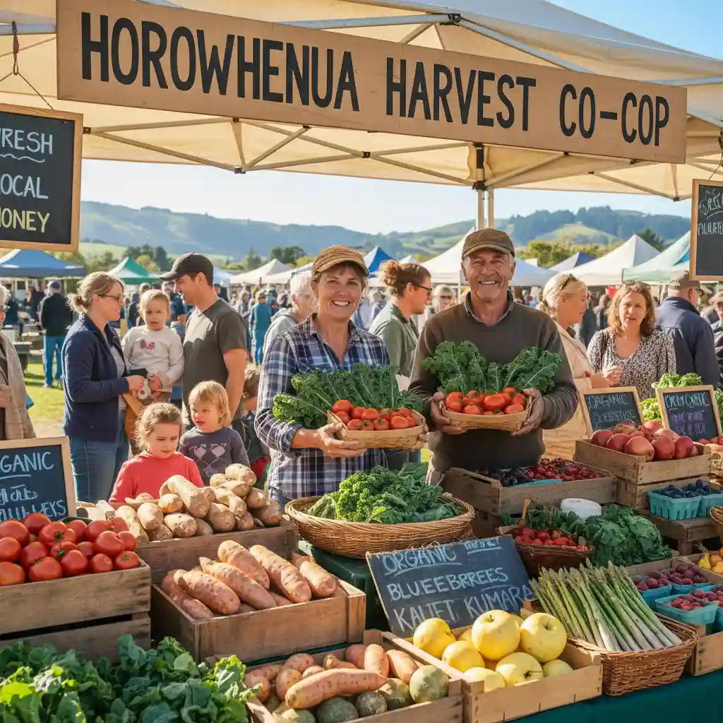 Vibrant New Zealand farmers' market with local produce