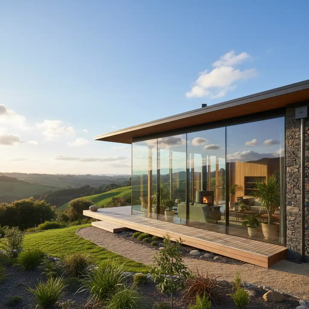 Modern New Zealand home with energy-efficient windows for sustainable living