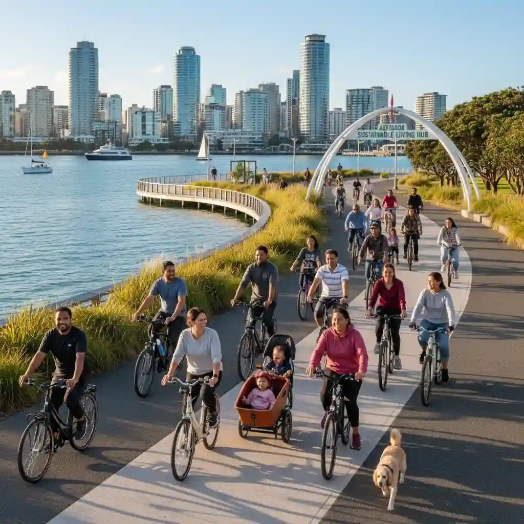 Diverse community members advocating for cycling and walking paths in New Zealand