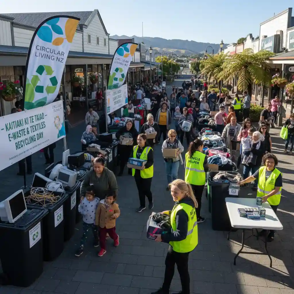 Community recycling event in NZ with diverse participants