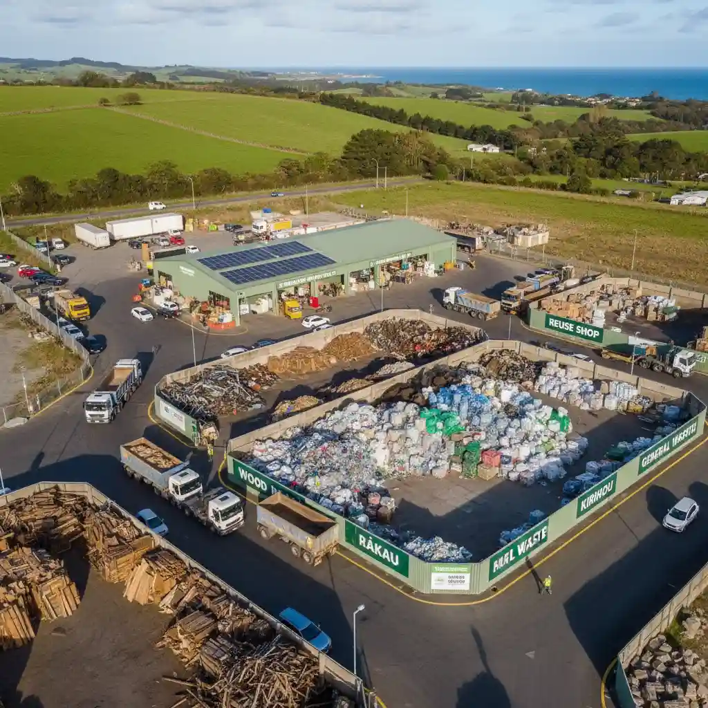 Aerial view of a New Zealand resource recovery centre