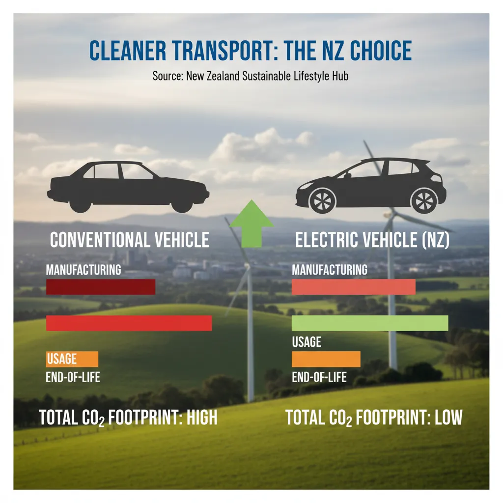 Infographic comparing life cycle emissions of conventional vs. electric vehicles.