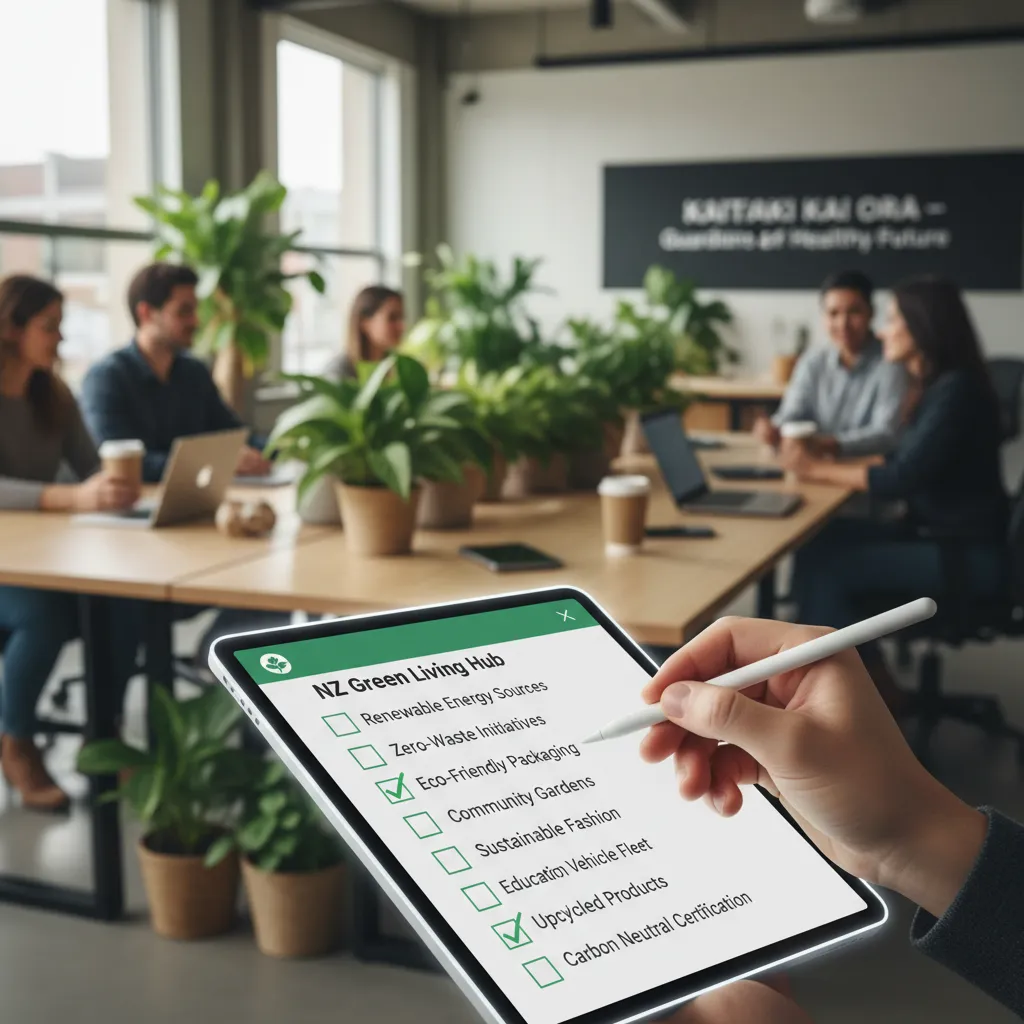 Checking off items on a sustainability action checklist
